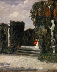 Villa Albani, Řím (olej na panelu)