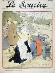 Autonehoda: „Další žena, která se pokazí.“ Ilustrace Emmanuel Barcet (1870-1940) – v „“Le Smile““ z 19. 1. 1901