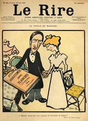 Den před svatbou, karikatura z obálky "Le Rire", 26. srpna 1899