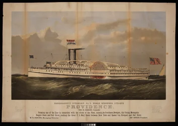Světoznámý parník Providence Benj M Simmons společnosti Narragansett Steamship Co. Commander... (litografie)