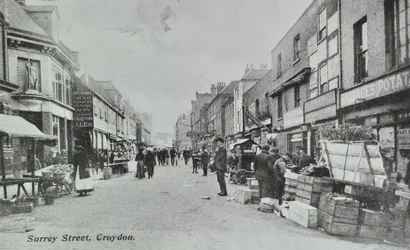 Britannia, Surrey Street, Croydon: pouliční trh, 1890