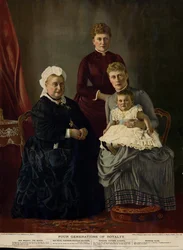 Čtyři generace královské rodiny (královna Viktorie, princezna Beatrice, princezna Victoria Alberta a princezna Alice)
