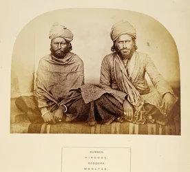 Kumbos, Hindoos, Googaira, Mooltan, z The People of India, J. Forbes Watson, publikoval 1868 (tisk alba)