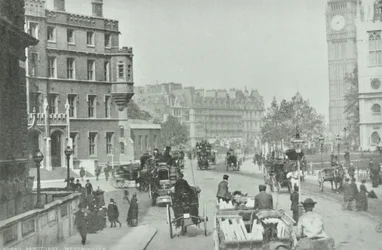 Parliament Square, Westminster LB: Broad Sanctuary při pohledu na Parliament Square, 1896
