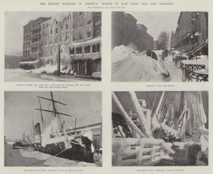 Nedávná vánice v Americe, scény v New Yorku a přístavu