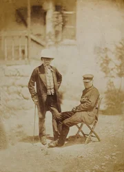 Vikomt Gough a generál Sir W. Codrington na velitelství Sebastopol (sépiová fotografie)