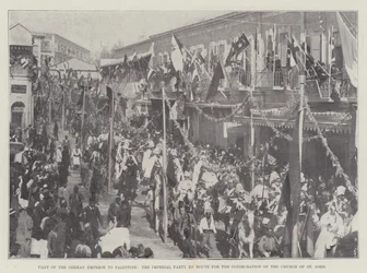 Návštěva německého císaře v Palestině, císařská strana na cestě za vysvěcením kostela sv. Jana