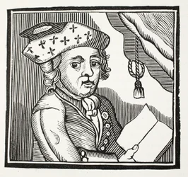 Stručné vyprávění o dobrodružstvích M. Bamfyelda Moorea Carewa, ilustrace z Chap-books of the Eighteenth Century Johna Ashtona, vydáno 1882