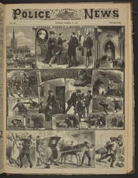 "A CHELSEA GHOST.", Illustrated Police News, 21. října 1882 (novinový papír)