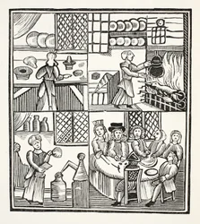 A Collection of Cookery Receipts, ilustrace z Chap-books of the Eighteenth Century od Johna Ashtona, pub. 1882