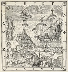 Hieroglyf Británie, frontispice ke všeobecným a vzácným památníkům týkajícím se dokonalého umění navigace John Dee (1527-1609), 1577