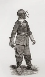 Lehký jezdec z doby Olivera Cromwella z „Krátké historie anglického lidu“ od J. R. Greena, vydaného v roce 1893