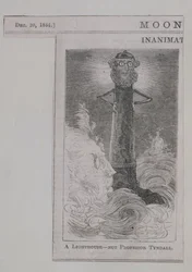 A Lighthouse - ne profesor Tyndall, z Moonshine, publikováno 20. prosince 1884 (dřevoryt)