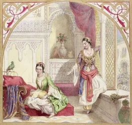 Maurský interiér se dvěma ženami, kolem roku 1840