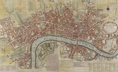 Nový a přesný plán měst Londýna a Westminsteru a čtvrti Southwark, 1725