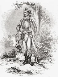 Velký sokolník ze staré Anglie: z knihy Old England: A Pictorial Museum, pub. 1847