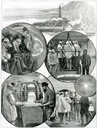 Návštěva tunelu pod Lamanšským průlivem, ilustrace z The Graphic 4. března 1882