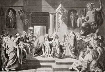 Mladý Hannibal, kterému jeho otec Hamilcar Barca nařídil, aby přísahal věčné nepřátelství Římu, z Hutchinson