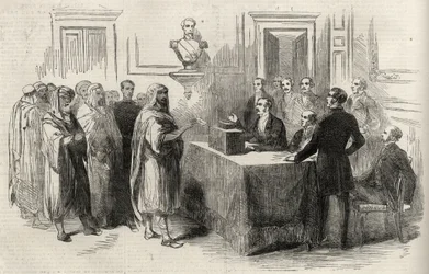 Abd-El-Kader Hlasování pro francouzské impérium – ilustrace pro The Illustrated London News, 4. prosince 1852.