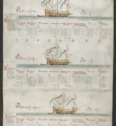 Přidejte MS 22047 f.4r The galleass The Unicorn a The Swallow z 