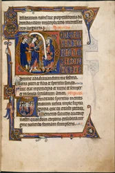 Přidat MS 48985 f.29r, Ježíš před Kaifášem, v Salvinových hodinách