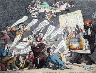 ‚Irský Howl‘, karikatura následky Velké francouzské revoluce v Irsku (barva litho)