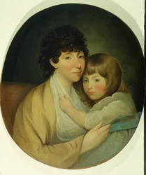 Anna Maria White (paní Charles Trench) a dítě (olej na plátně)