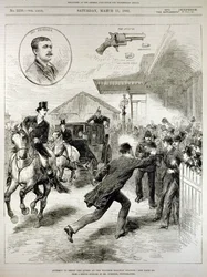 Pokus o zastřelení královny na nádraží ve Windsoru, z "The Illustrated London News", 11. března 1882