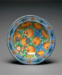 Pánev, 1639 (cínovaná glazovaná keramika)