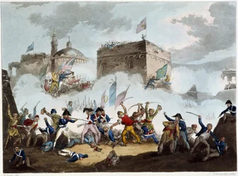 Bitva u svatého Jana z Akkonu, 8. května 1799 – v „“Napoleonských válkách“ od Sutherlanda, Dubourg, Londýn, imp. od Jenkinse