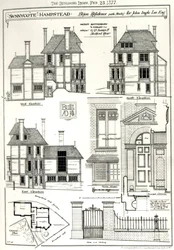 Bijou Residence Sunnycote, Hampstead, (se studiem) pro Johna Ingle Lee Esqa, z The Building News, 23. února 1877 News, 23. února 1877