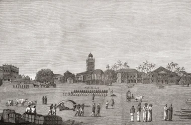 Bombay Green, Jižní Bombaj, Indie v roce 1767, z „Krátké historie anglického lidu“ od J. R. Greena, vydaného v roce 1893