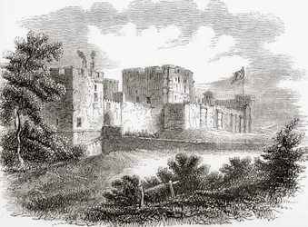 Carlisle Castle, Carlise, Cumbria, Anglie viděný zde v 19. století, ze staré Anglie: Obrazové muzeum, hospoda. 1847