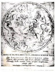 Souhvězdí jižní polokoule, ze „Synopsi komet“ od sira Edmunda Halleyho (1656-1742) 1705