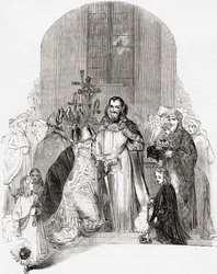 Korunovace Jindřicha IV., z knihy Old England: A Pictorial Museum, vydáno 1847