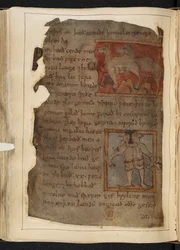 Bavlna MS Vitellius A XV f.101v, Beowulf, z „Nowellova kodexu“ (inkoust na pergamenu)