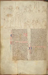 Cotton Nero D. I f.23v Budova Cliffordovy věže v St Albans, z 