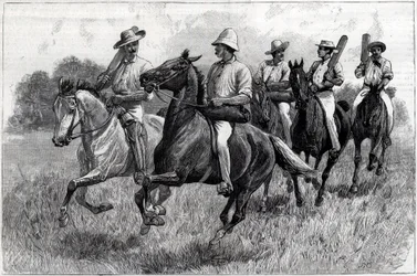 Kriket v Austrálii, tým, který jde nahoru-country hrát zápas. Ilustrace pro grafiku