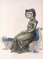 Denní šaty, módní deska z Ackermanns Repository of Arts