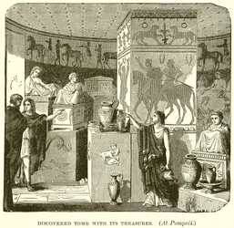 Objevená hrobka se svými poklady. (V Pompejích)