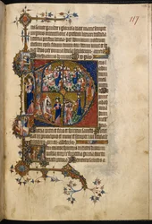 Egerton MS 3277, f.123r, velká historická iniciála 