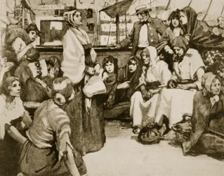 Elizabeth Fryová mluví k vězňům na trestanecké lodi