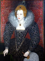 Alžběta I. (1533-1603), asi 1590 (olej na desce)
