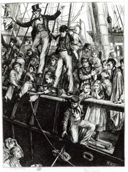 Emigrants Leaing Old England, z časopisu The Graphic, 18. prosince 1869