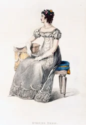 Večerní šaty, módní talíř z Ackermanns Repository of Arts