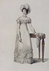 Večerní šaty, módní talíř z Ackermanns Repository of Arts