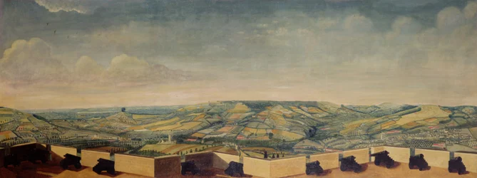 Rozsáhlá krajina při pohledu z pevnosti Rodborough, kolem roku 1764 (podrobnosti viz 65822, 65823 & 3707654)