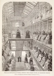 Odsouzení v práci během hodiny ticha ve věznici Brixton, z The Criminal Prisons of London a Scenes of Prison Life od Henry Mayhew (1812-87) a John Binny, 1860