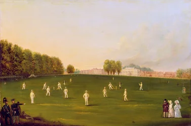 První velký zápas kriketu hraný členy Royal Amateur Society na Hampton Court Green, 3. srpna 1836, 1836