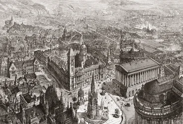 Celkový pohled na Birmingham, West Midlands, Anglie